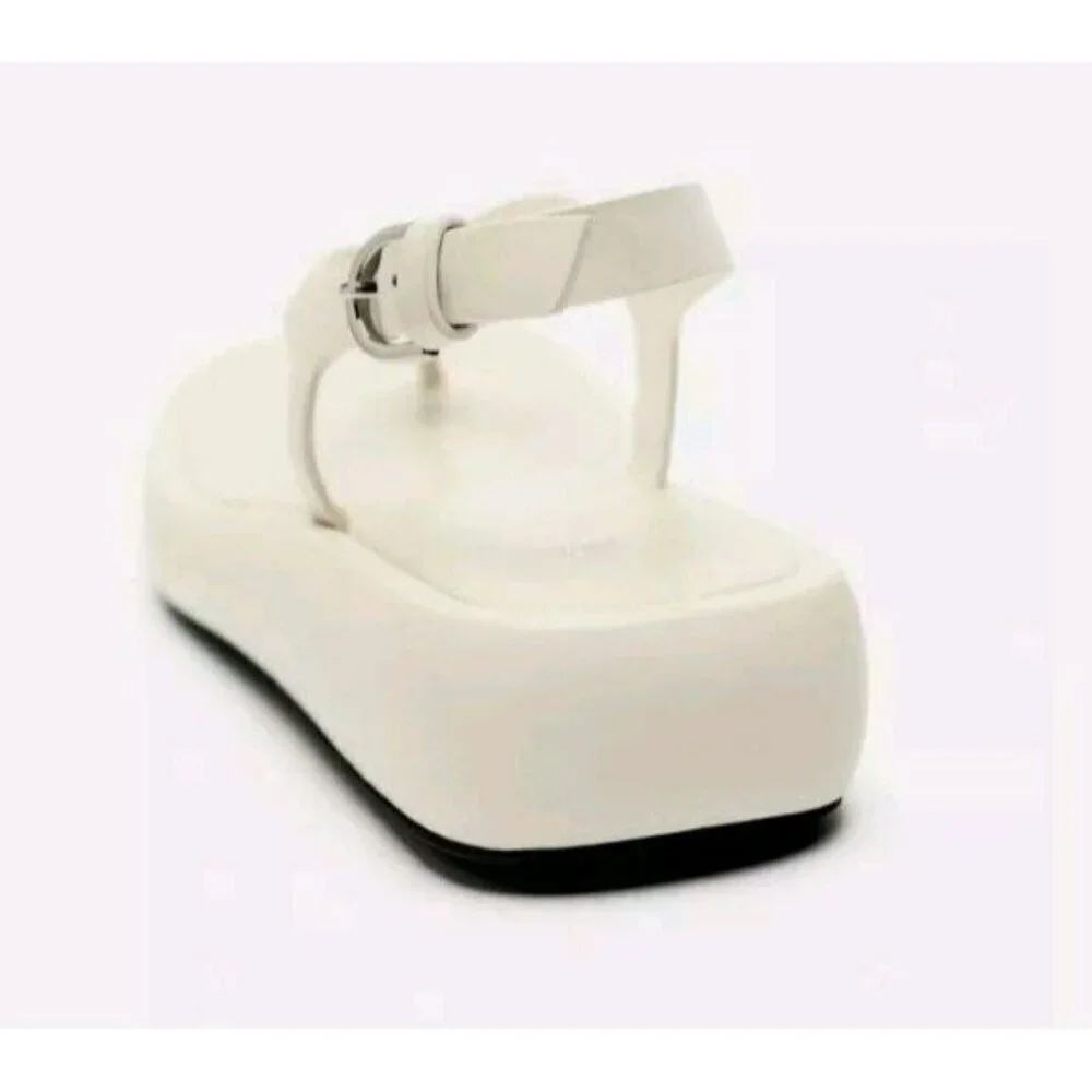 ZARA Leather Sandals 1644/210/002 size 9 Flats White Ivory - Picture 4 of 5